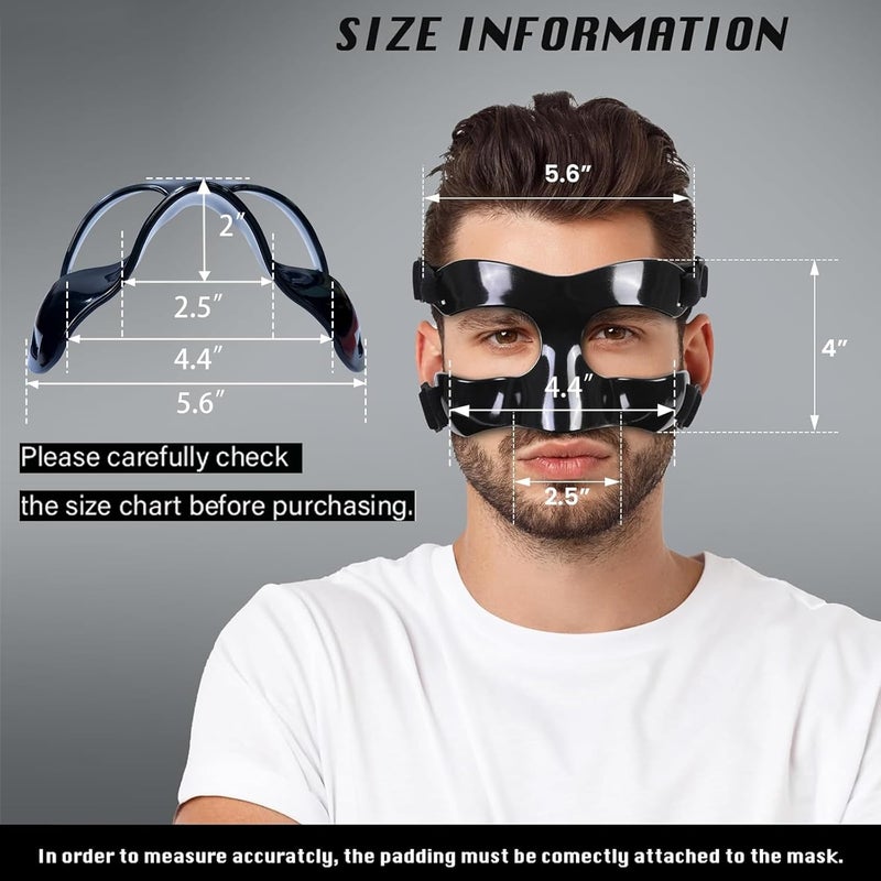 Anysun AF01A واقي أنف للأنف المكسور للبالغين قابل للتعديل قناع وجه رياضي لكرة السلة وكرة القدم مع حشوة رغوية وملصقات للنساء والرجال والشباب والمراهقين - Image 5